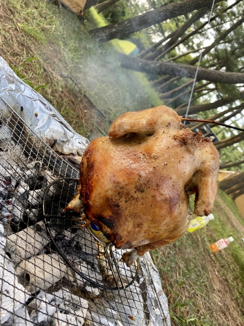 バーベキューでのビアチキン