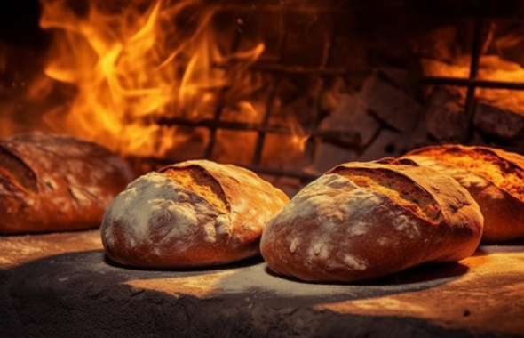石窯でパン